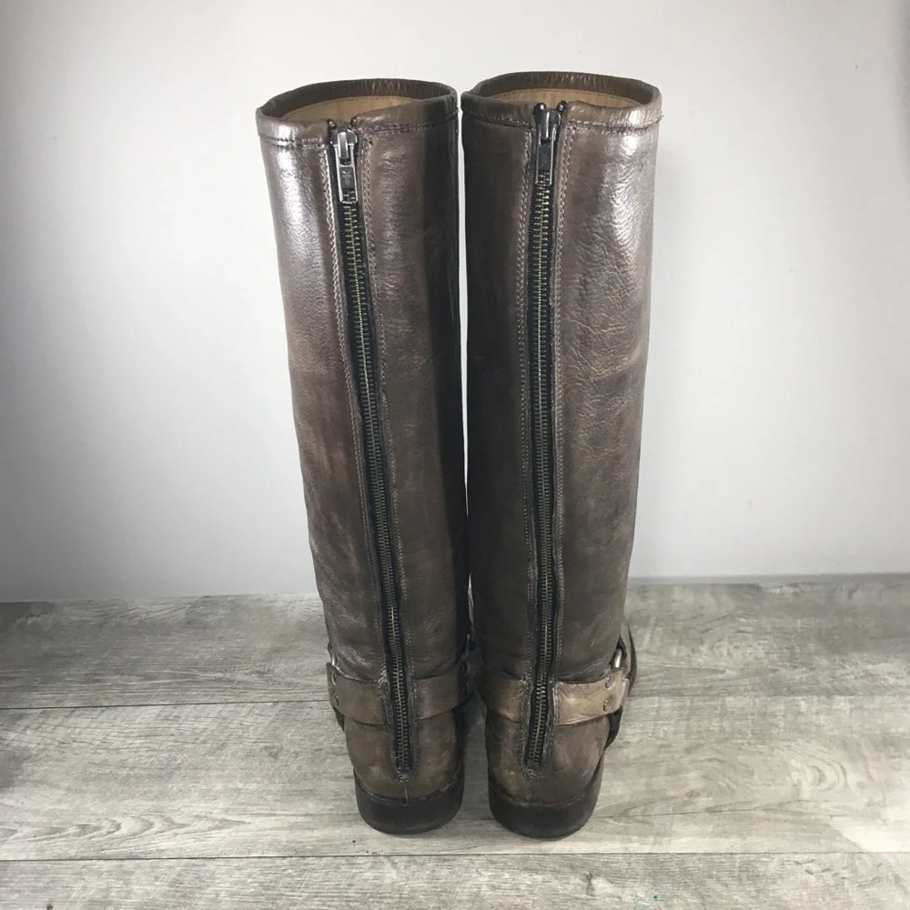 Frye #76849 Phillip Riding Mid Calf Campus Distressed Leather Women’s Boots 10